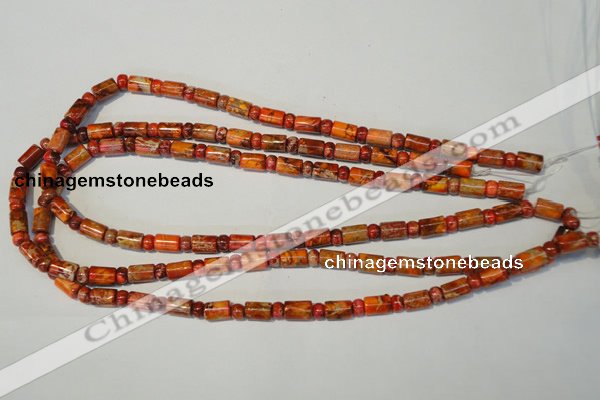 CDI505 15.5 inches 3*6mm rondelle & 6*9mm tube dyed imperial jasper beads