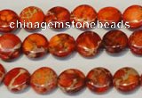 CDI516 15.5 inches 10mm flat round dyed imperial jasper beads