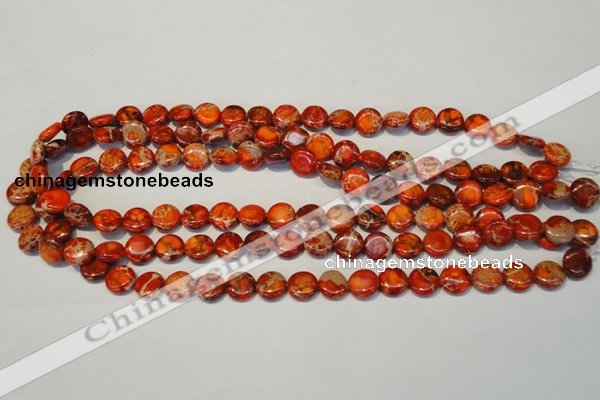 CDI516 15.5 inches 10mm flat round dyed imperial jasper beads