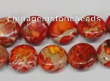 CDI518 15.5 inches 14mm flat round dyed imperial jasper beads