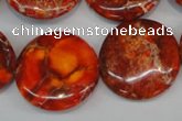 CDI522 15.5 inches 25mm flat round dyed imperial jasper beads