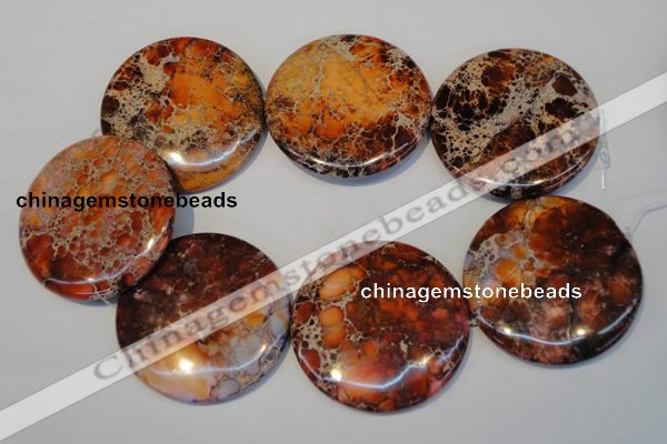 CDI526 15.5 inches 55mm flat round dyed imperial jasper beads