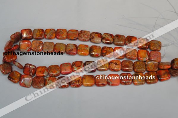 CDI540 15.5 inches 14*14mm square dyed imperial jasper beads