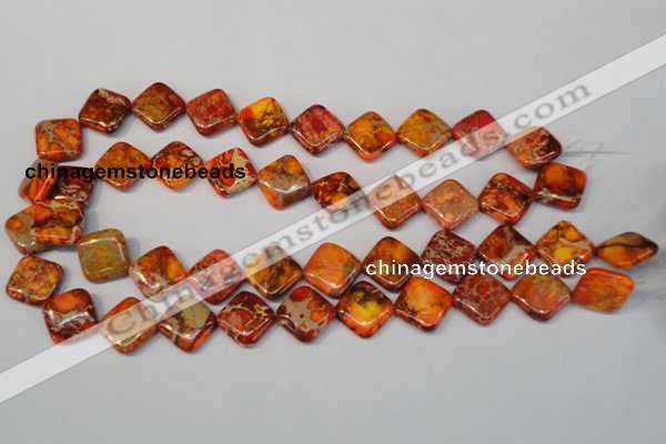 CDI545 15.5 inches 14*14mm diamond dyed imperial jasper beads