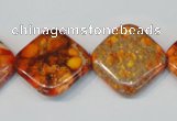 CDI547 15.5 inches 20*20mm diamond dyed imperial jasper beads