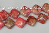 CDI568 15.5 inches 10*10mm diamond dyed imperial jasper beads