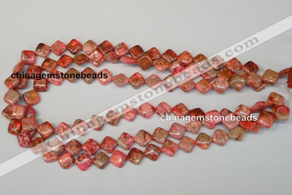 CDI568 15.5 inches 10*10mm diamond dyed imperial jasper beads