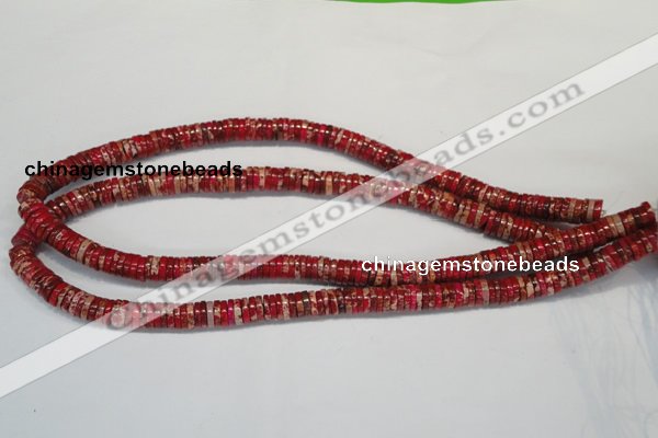 CDI601 15.5 inches 2*8mm heishi dyed imperial jasper beads