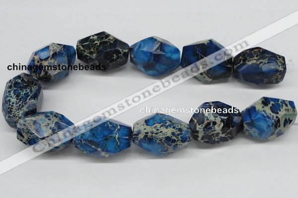 CDI65 16 inches 25*35mm faceted nuggets dyed imperial jasper beads