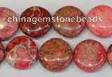 CDI655 15.5 inches 16mm flat round dyed imperial jasper beads