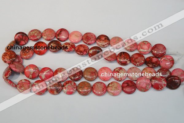 CDI655 15.5 inches 16mm flat round dyed imperial jasper beads
