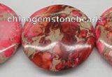 CDI661 15.5 inches 40mm flat round dyed imperial jasper beads