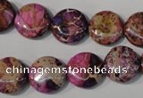 CDI706 15.5 inches 14mm flat round dyed imperial jasper beads