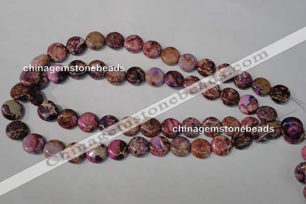 CDI706 15.5 inches 14mm flat round dyed imperial jasper beads