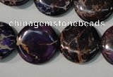 CDI707 15.5 inches 20mm flat round dyed imperial jasper beads