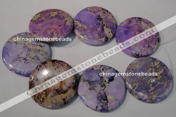 CDI709 15.5 inches 55mm flat round dyed imperial jasper beads