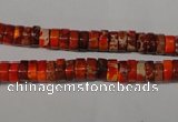 CDI733 15.5 inches 3*6mm heishi dyed imperial jasper beads