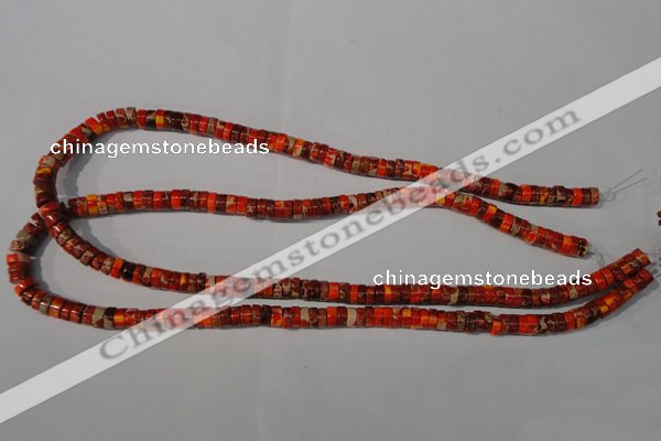 CDI733 15.5 inches 3*6mm heishi dyed imperial jasper beads