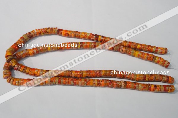 CDI734 15.5 inches 3*8mm heishi dyed imperial jasper beads