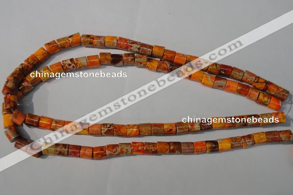 CDI737 15.5 inches 8*8mm tube dyed imperial jasper beads