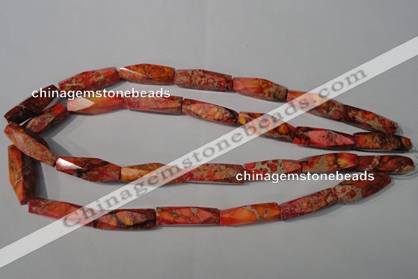 CDI744 15.5 inches 8*30mm faceted rice dyed imperial jasper beads