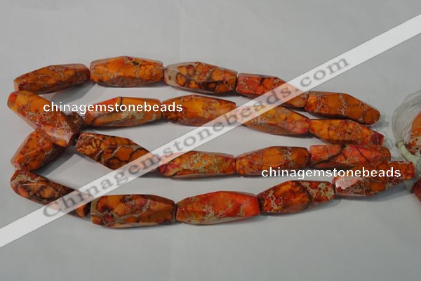 CDI745 15.5 inches 13*42mm faceted rice dyed imperial jasper beads