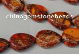 CDI754 15.5 inches 13*18mm flat teardrop dyed imperial jasper beads