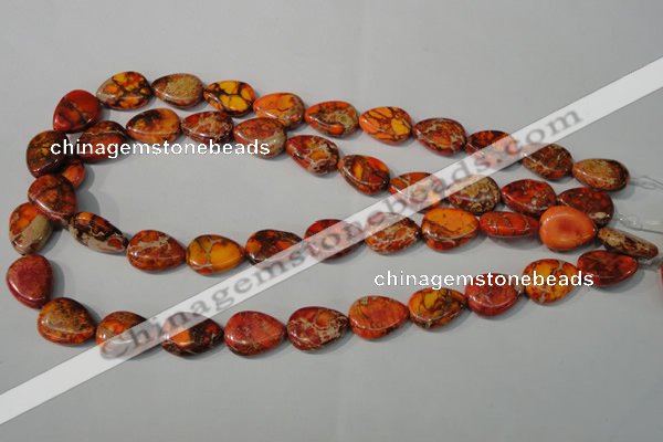 CDI754 15.5 inches 13*18mm flat teardrop dyed imperial jasper beads