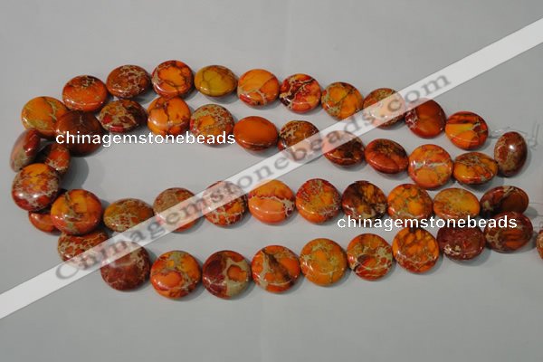 CDI757 15.5 inches 18mm flat round dyed imperial jasper beads