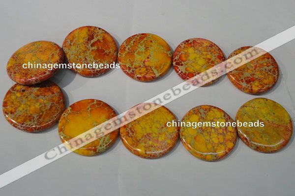 CDI758 15.5 inches 40mm flat round dyed imperial jasper beads