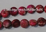 CDI785 15.5 inches 10mm flat round dyed imperial jasper beads