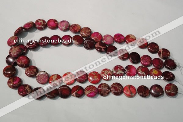 CDI786 15.5 inches 14mm flat round dyed imperial jasper beads