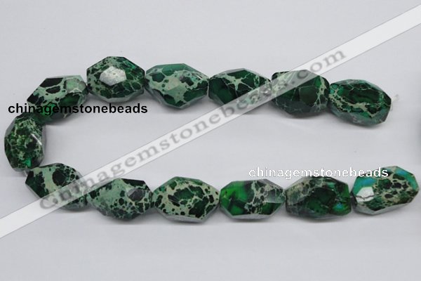 CDI80 16 inches 20*30mm faceted nuggets dyed imperial jasper beads