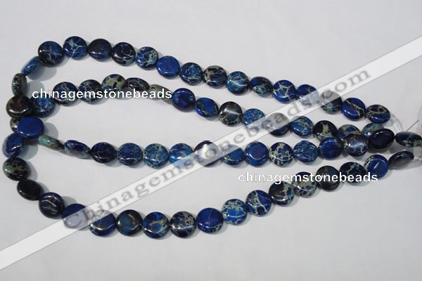 CDI906 15.5 inches 12mm flat round dyed imperial jasper beads