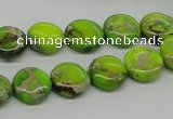 CDI91 16 inches 12mm flat round dyed imperial jasper beads wholesale