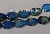 CDI915 15.5 inches 9*13mm flat teardrop dyed imperial jasper beads