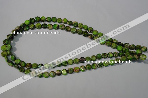 CDI935 15.5 inches 8mm flat round dyed imperial jasper beads