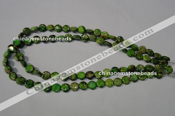 CDI936 15.5 inches 10mm flat round dyed imperial jasper beads
