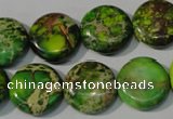 CDI937 15.5 inches 16mm flat round dyed imperial jasper beads