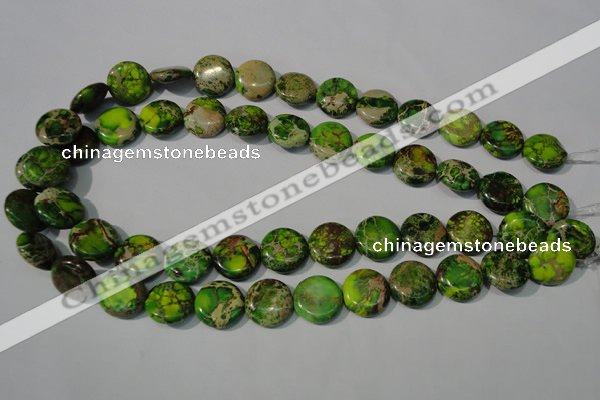 CDI937 15.5 inches 16mm flat round dyed imperial jasper beads