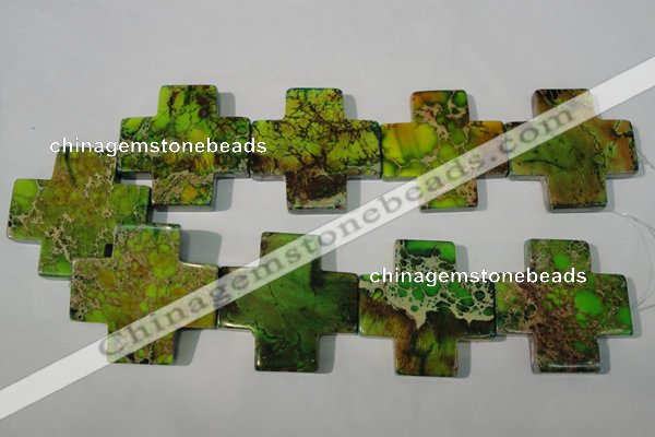 CDI954 15.5 inches 45*45mm cross dyed imperial jasper beads