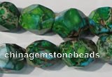 CDI964 15.5 inches 14*17mm faceted nuggets dyed imperial jasper beads