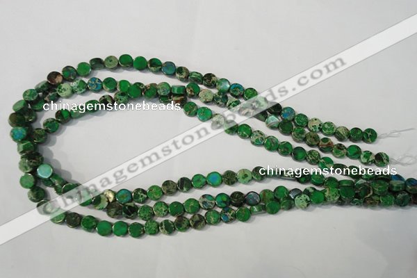 CDI970 15.5 inches 7mm flat round dyed imperial jasper beads