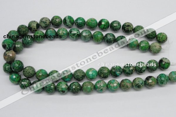 CDI98 16 inches 14mm faceted round dyed imperial jasper beads wholesale