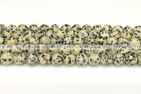 CDM102 15 inches 10mm faceted round dalmatian jasper beads