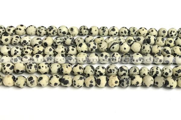 CDM106 15 inches 6mm round matte dalmatian jasper beads