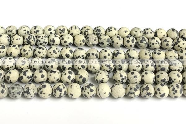 CDM107 15 inches 8mm round matte dalmatian jasper beads