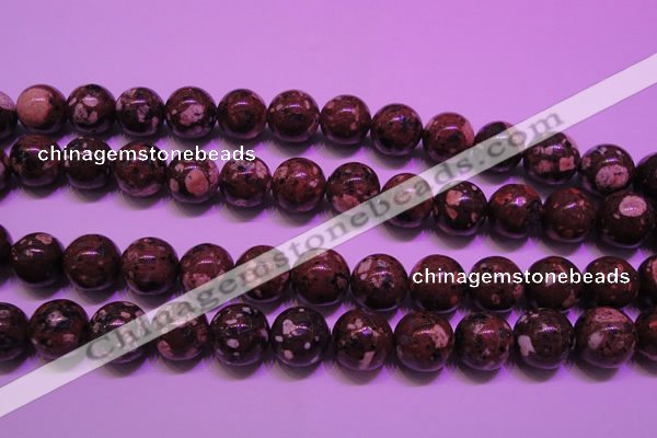 CDM54 15 inches 12mm round strawberry dalmatian jasper beads