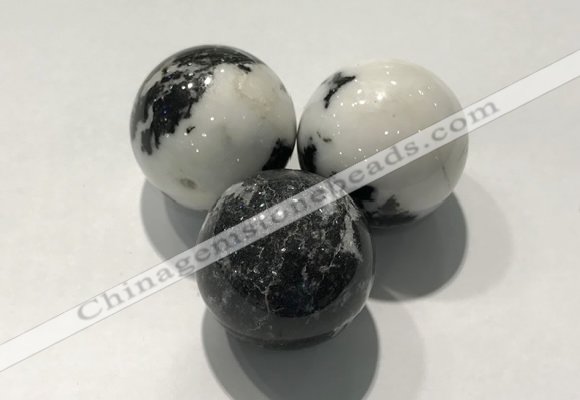 CDN1122 30mm round black & white jasper decorations wholesale