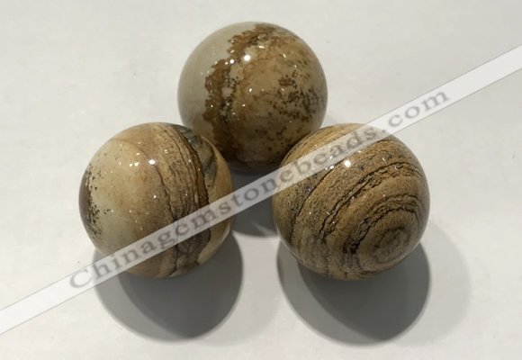 CDN1127 30mm round picture jasper decorations wholesale